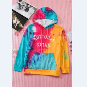 Tie-Dye NOT TODAY SATAN Hoodie